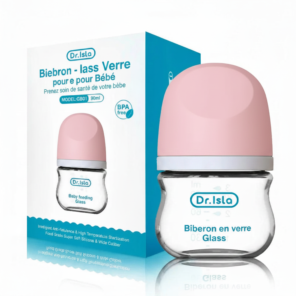 Biberon en Verre Anti-Colique Sans BPA pour Nouveau-Né | 90 ml / 160 ml