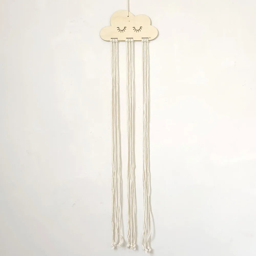 Organisateur de Pinces à Cheveux Nuage en Bois | Rangement Mural Poétique