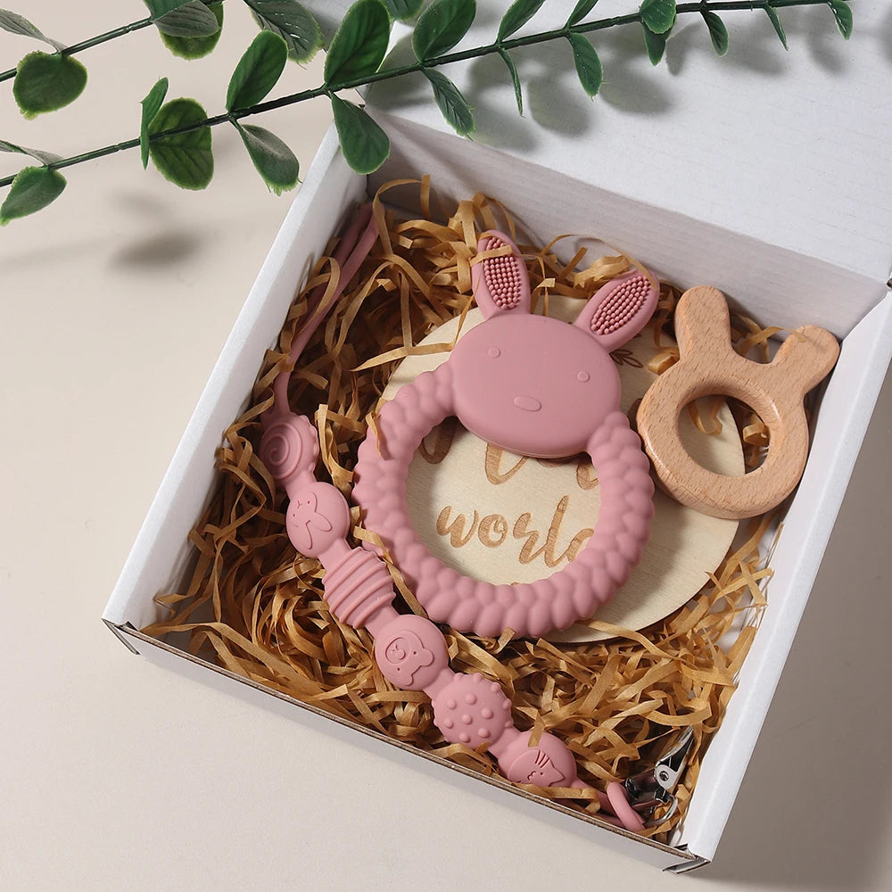 Coffret Cadeau de Naissance Lapin | Kit d'Éveil et Dentition Premier Âge