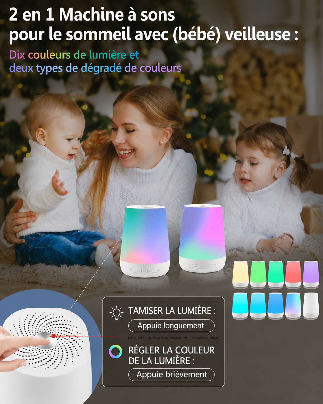 Veilleuse Bébé Rechargeable | Lumière Douce & 28 Sons Relaxants