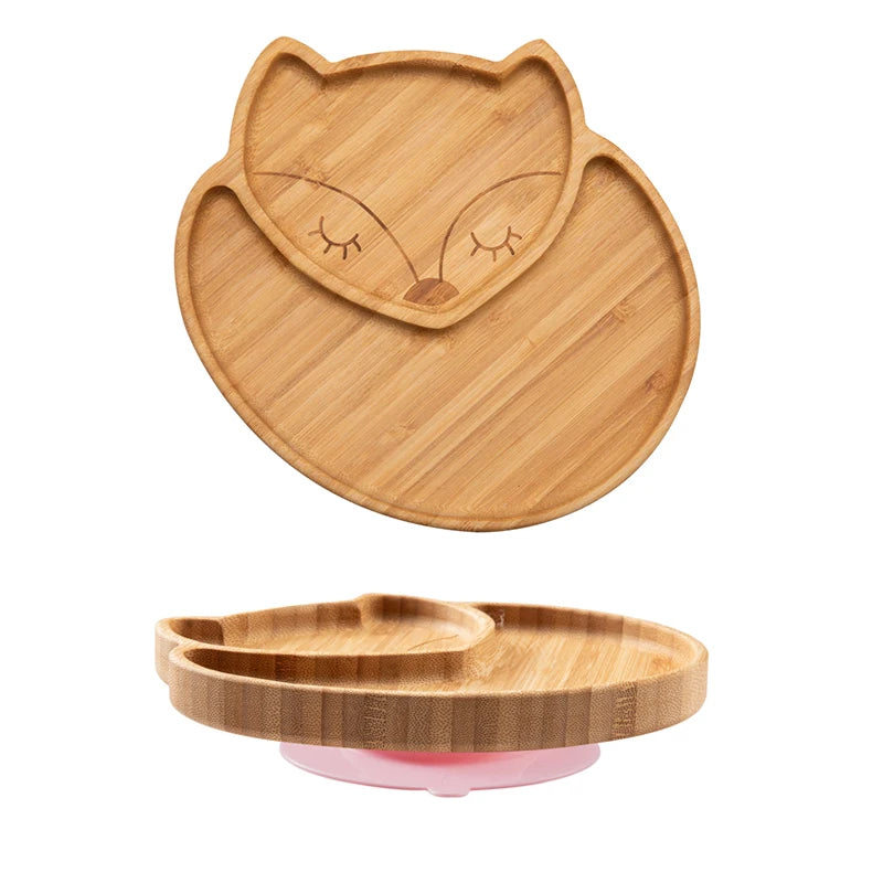 Assiette Ventouse Éléphant en Bois de Bambou pour Bébé | Repas Sains & Amusants