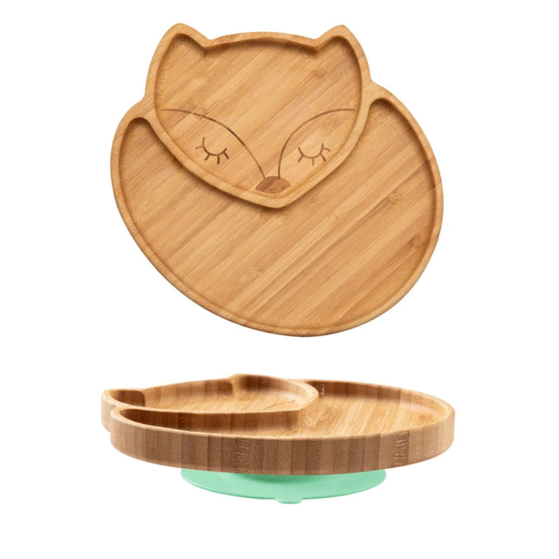 Assiette Ventouse Éléphant en Bois de Bambou pour Bébé | Repas Sains & Amusants