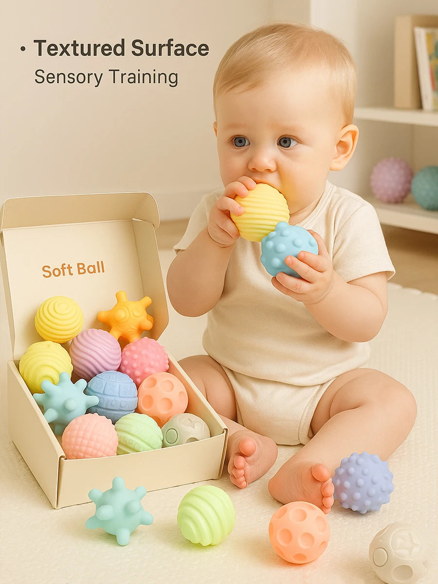 Coffret de 6 Balles Sensorielles | Éveil Tactile & Motricité Bébé