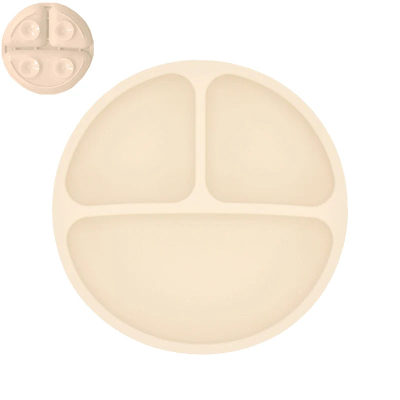 Set Repas Bébé en Silicone : Assiette Ventouse et Cuillère d'Apprentissage