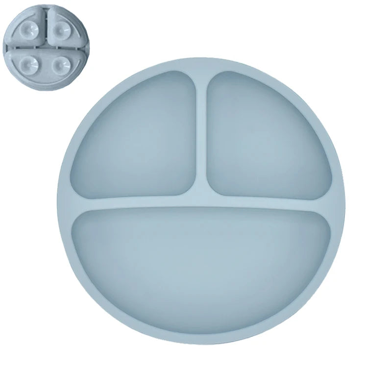Set Repas Bébé en Silicone : Assiette Ventouse et Cuillère d'Apprentissage