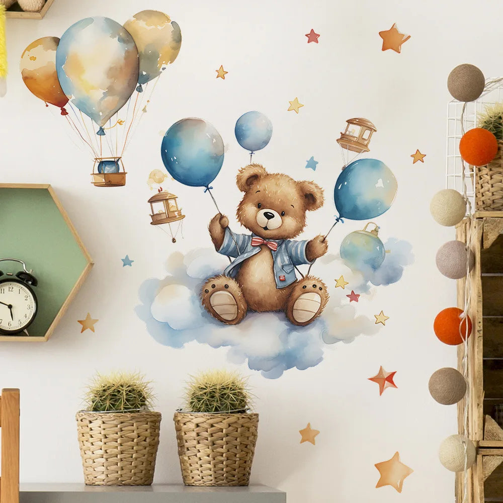 Stickers Muraux Ours en Vinyle pour Chambre de Bébé | Décoration Murale Poétique