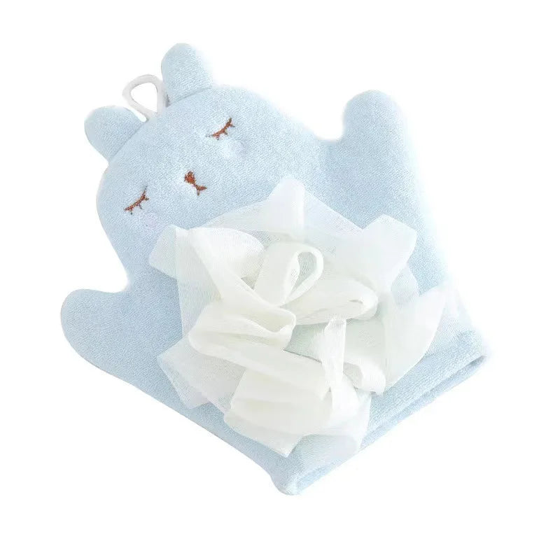 Gant de Bain Enfant en Coton Motif Animaux | Fleur de Douche Intégrée