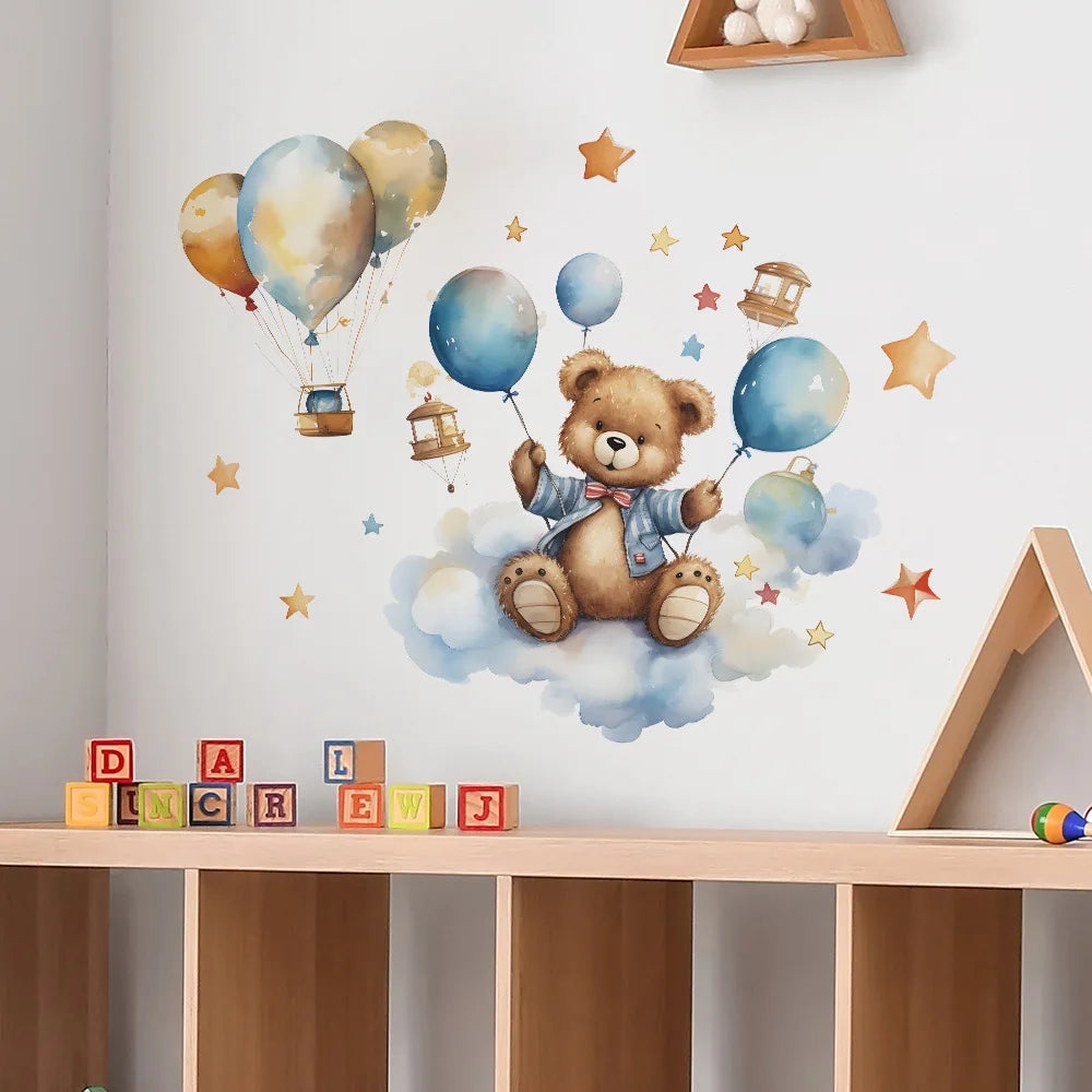 Stickers Muraux Ours en Vinyle pour Chambre de Bébé | Décoration Murale Poétique