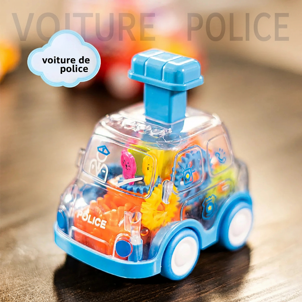 Petite Voiture à Friction Transparente | Engrenages & Éveil Lumineux