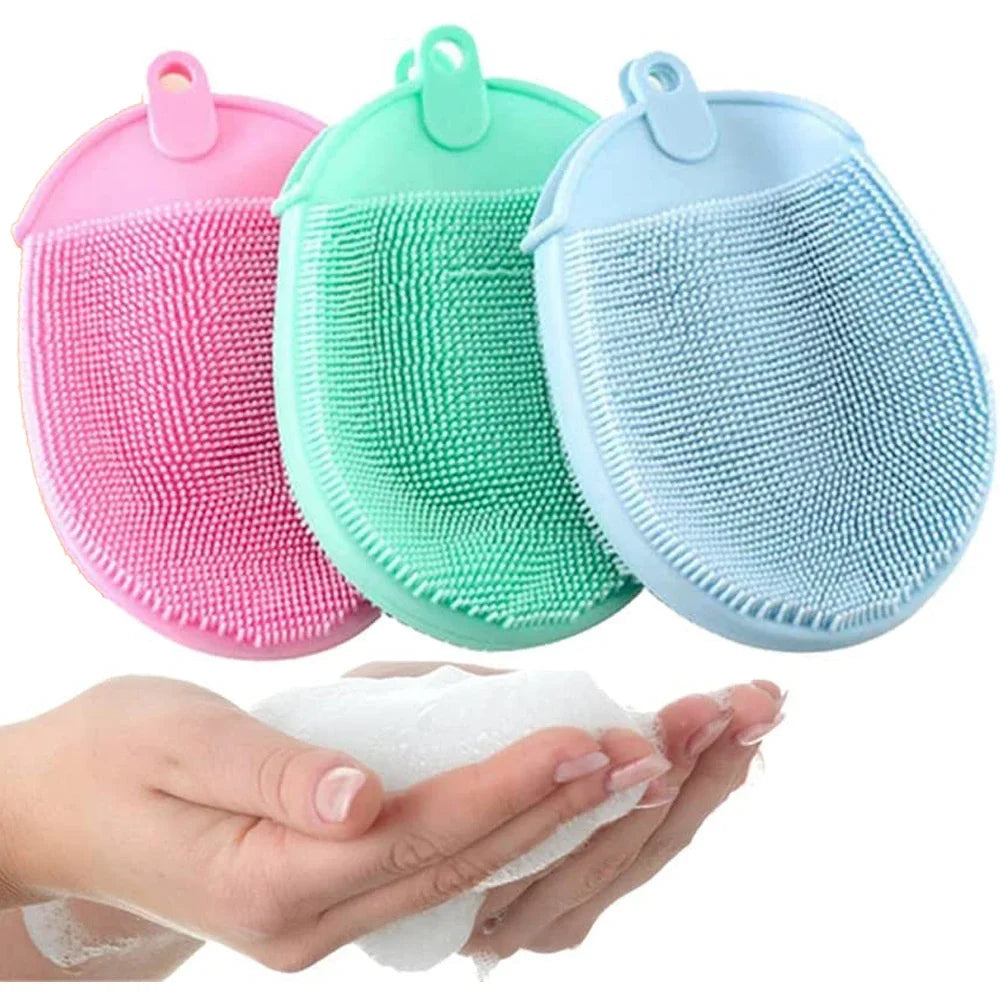 Brosse de Bain en Silicone avec Crochet | Gant Exfoliant Doux pour la Douche