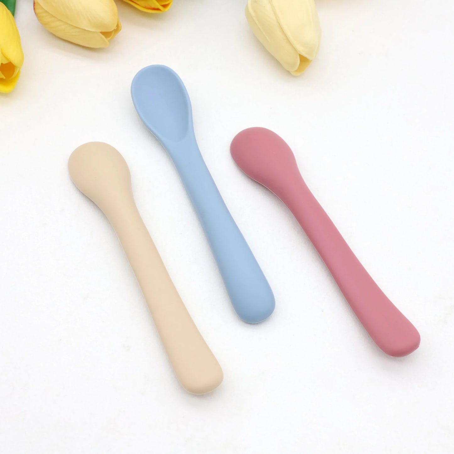Lot de 3 Petites Cuillères en Silicone Souple pour Premier Repas Bébé
