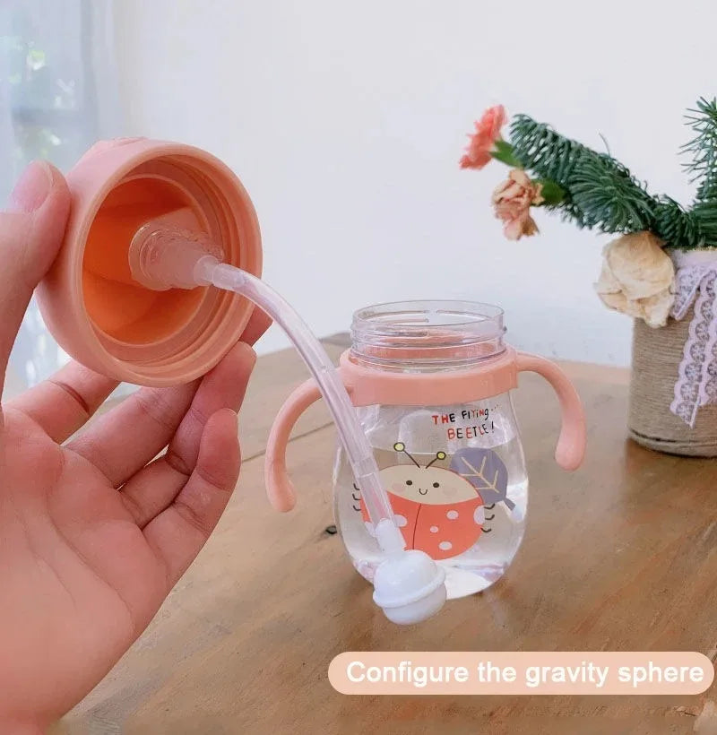 Gourde Anti-Fuite Bébé avec Paille Lestée | Tasse d'Apprentissage Boule Gravité