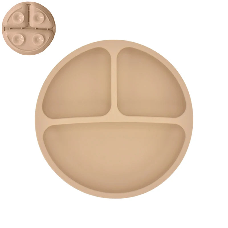 Set Repas Bébé en Silicone : Assiette Ventouse et Cuillère d'Apprentissage