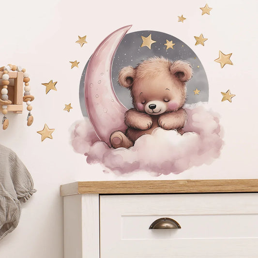 Stickers Muraux Ours en Vinyle pour Chambre de Bébé | Décoration Murale Poétique
