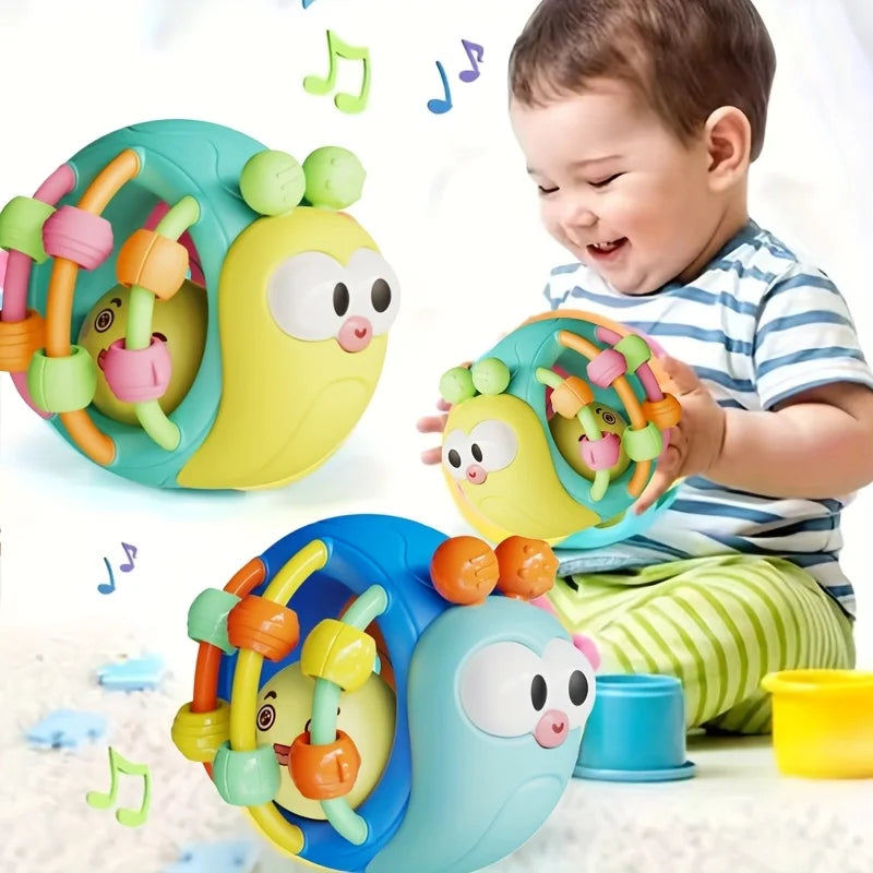Balle d'Éveil Sensorielle pour Bébé | Escargot Interactif & Préhension
