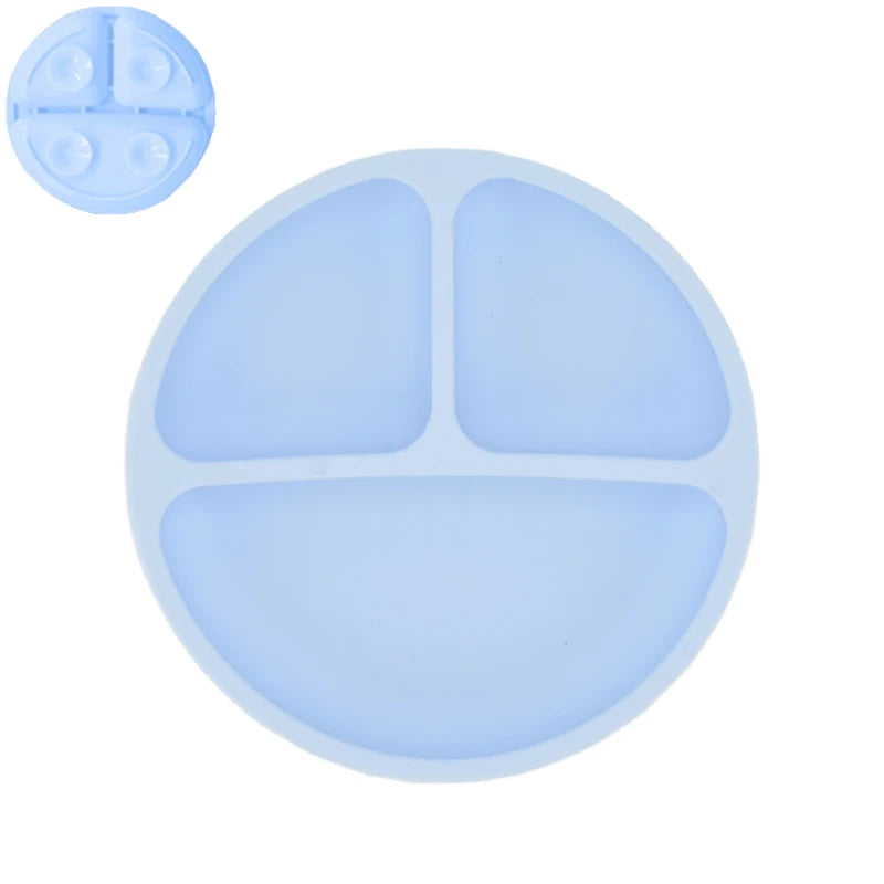 Set Repas Bébé en Silicone : Assiette Ventouse et Cuillère d'Apprentissage