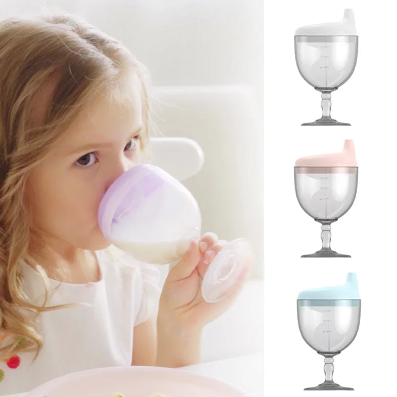 Tasse d'Apprentissage Bébé 150 ml | Gobelet Rigolo en Forme de Verre à Pied