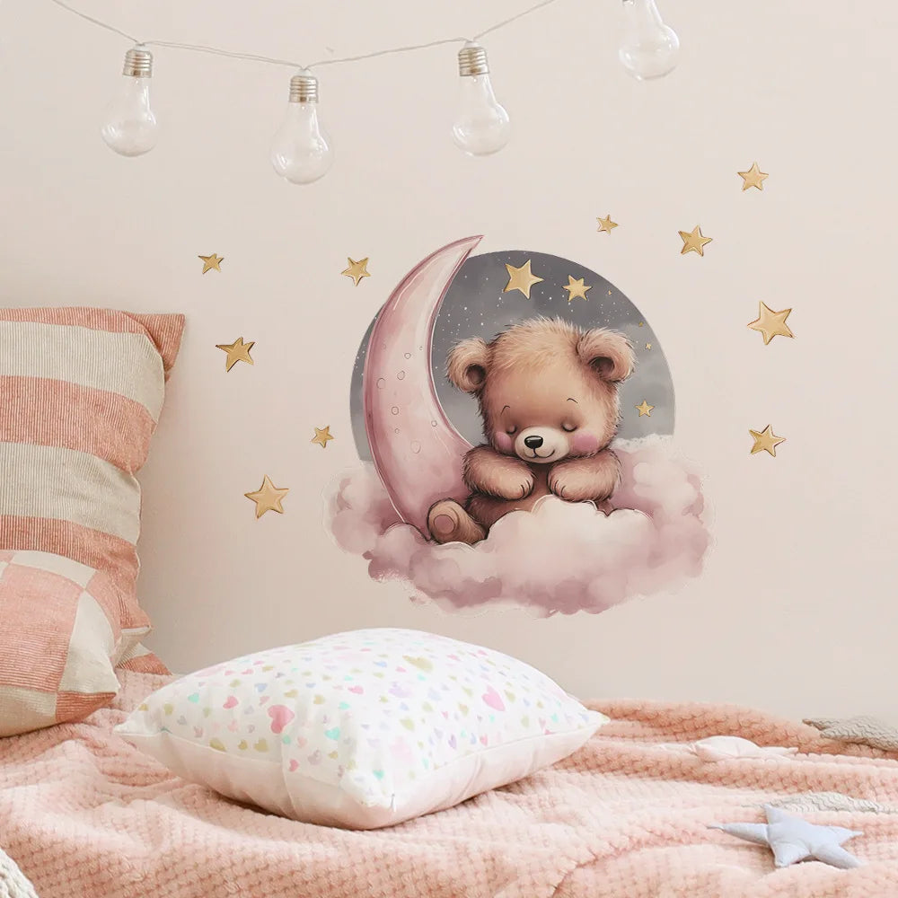 Stickers Muraux Ours en Vinyle pour Chambre de Bébé | Décoration Murale Poétique