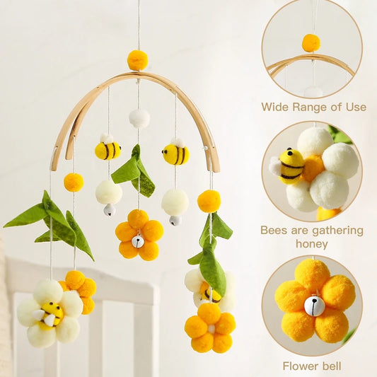 Mobile Musical Abeille pour Lit Bébé | Carillon Suspendu & Éveil en Bois