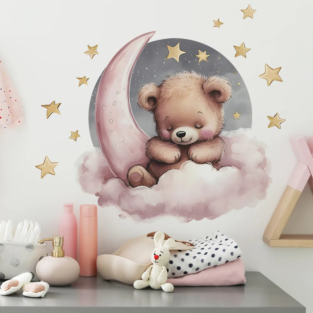 Stickers Muraux Ours en Vinyle pour Chambre de Bébé | Décoration Murale Poétique