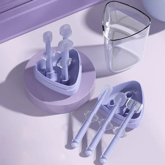 Brosse à Dents d'Apprentissage en Silicone pour Bébé | Kit Nettoyage Langue et Gencives