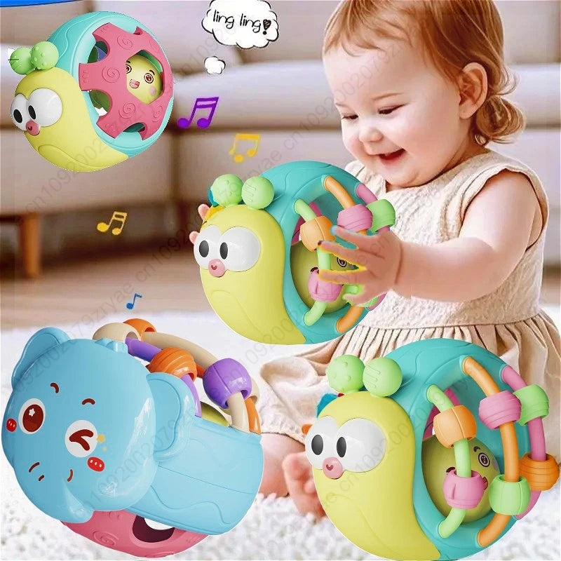Balle d'Éveil Sensorielle pour Bébé | Escargot Interactif & Préhension