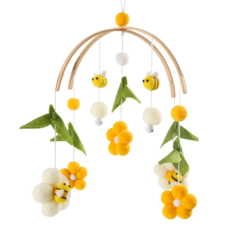 Mobile Musical Abeille pour Lit Bébé | Carillon Suspendu & Éveil en Bois