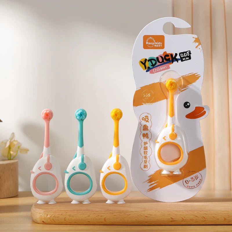 Brosse à Dents Bébé 0-3 Ans avec Ventouse | Première Brosse à Dents Ergonomique et Ludique