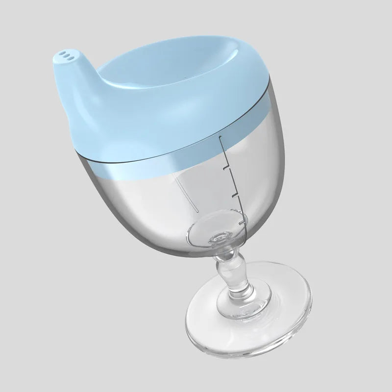 Tasse d'Apprentissage Bébé 150 ml | Gobelet Rigolo en Forme de Verre à Pied