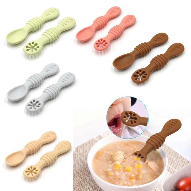 Set Repas Bébé en Silicone : Assiette Ventouse et Cuillère d'Apprentissage