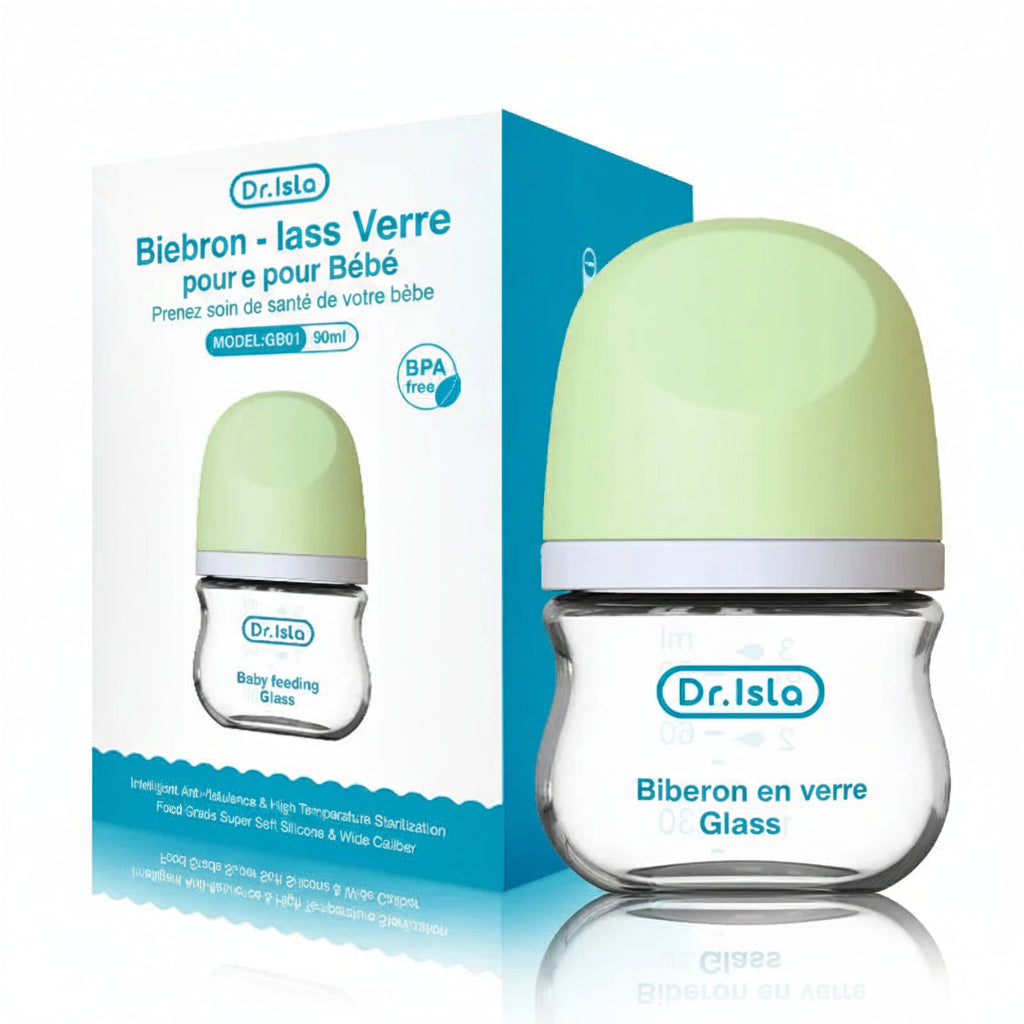 Biberon en Verre Anti-Colique Sans BPA pour Nouveau-Né | 90 ml / 160 ml