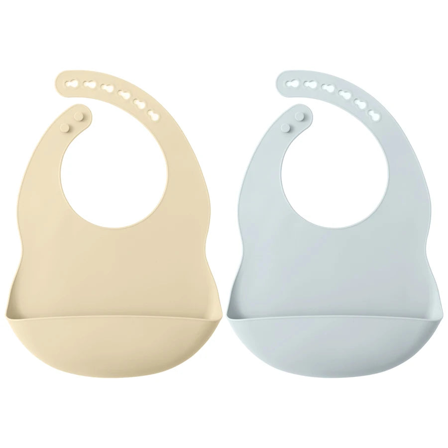 Lot de 2 Bavoirs Silicone Imperméables pour Bébé | Propreté & Style
