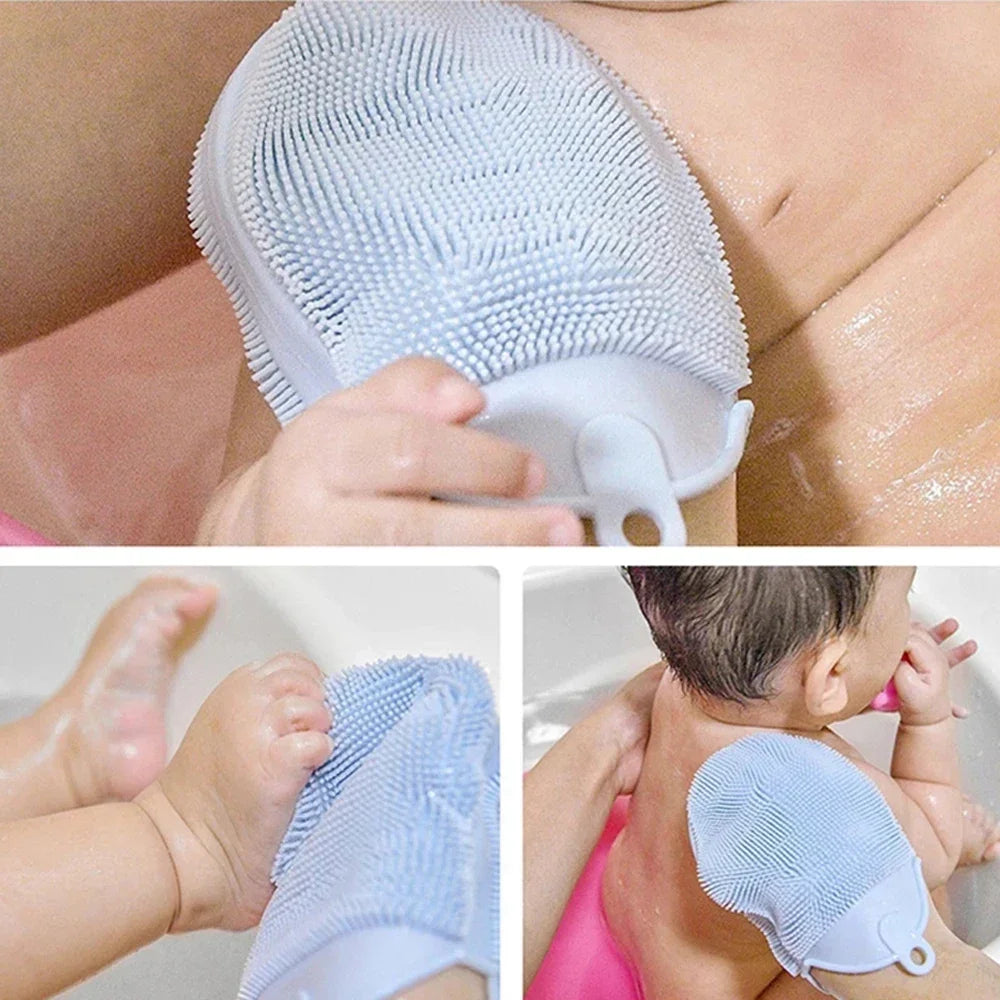 Brosse de Bain en Silicone avec Crochet | Gant Exfoliant Doux pour la Douche