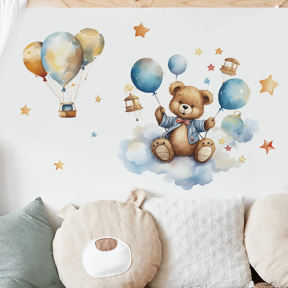 Stickers Muraux Ours en Vinyle pour Chambre de Bébé | Décoration Murale Poétique