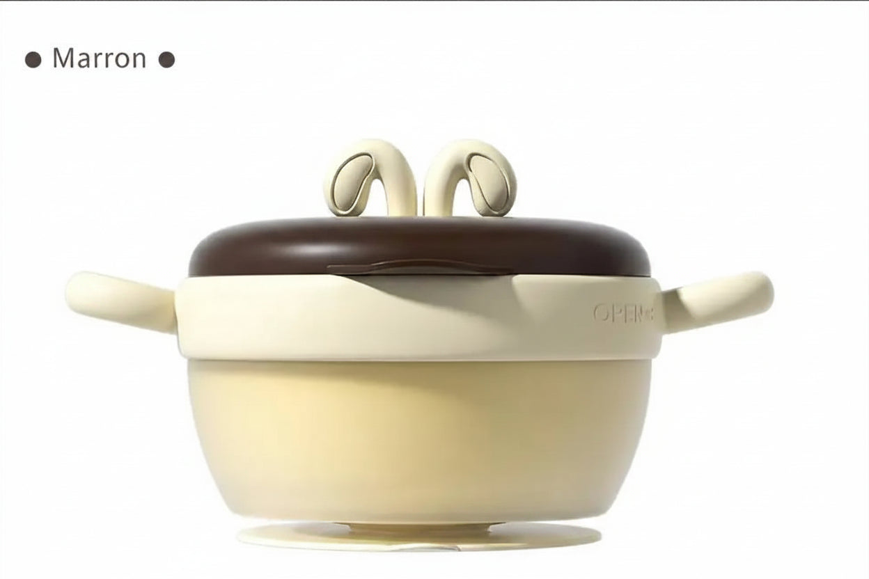 Bol d'apprentissage isolant en silicone sans BPA | Ventouse et Design Ludique