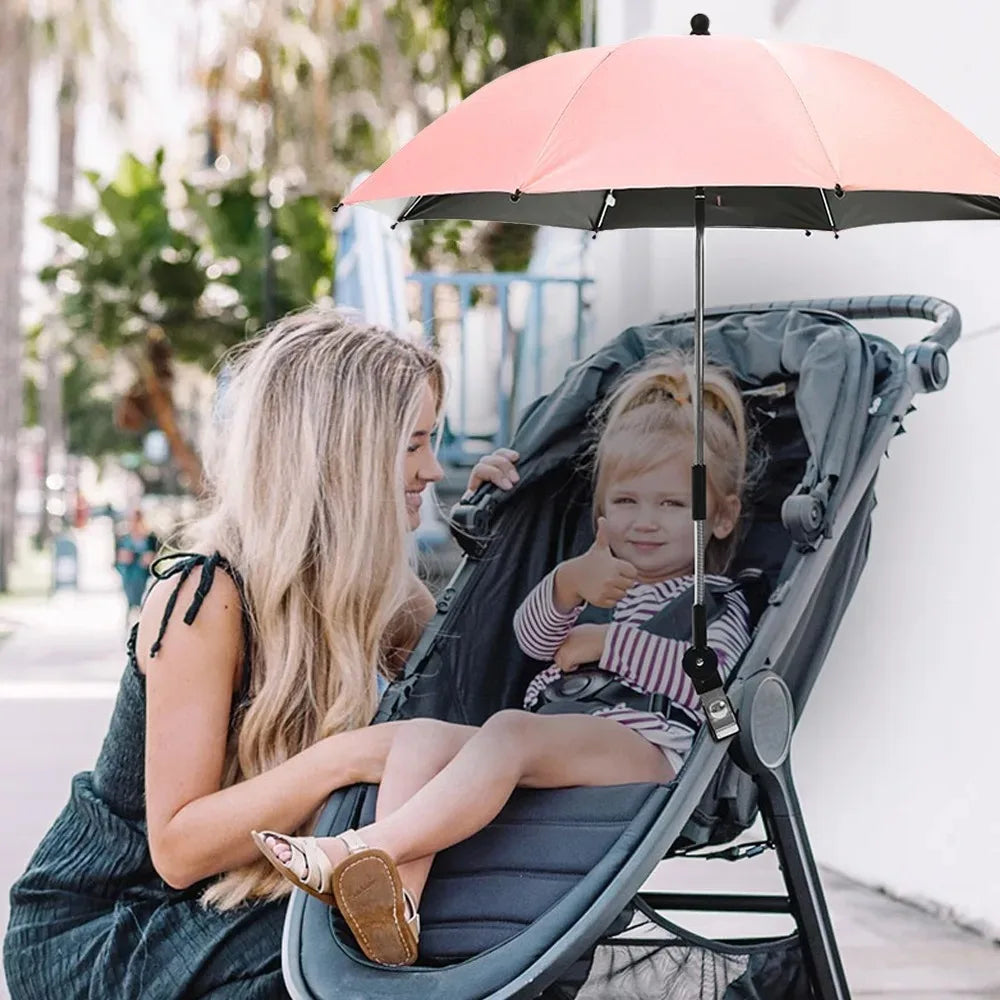 Ombrelle de Poussette Universelle Anti-UV, Parasol Flexible Réglable à 360°