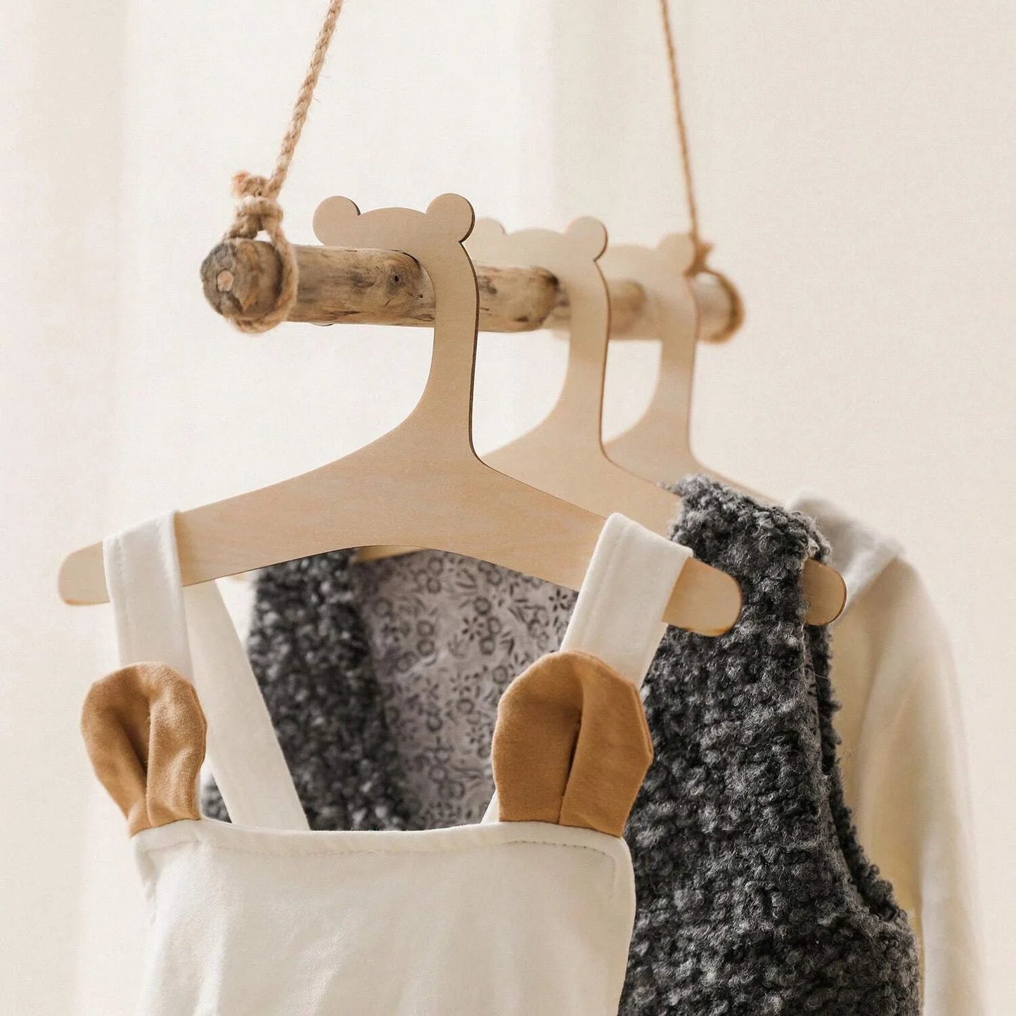 Cintres en Bois Ours Mignon pour Bébé | Organisation Garde-Robe Enfant