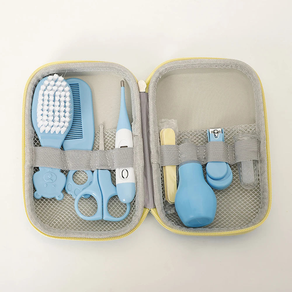 Kit de Toilette Bébé 8 Pièces | Trousse de Soin et d'Hygiène Portable avec Étui EVA