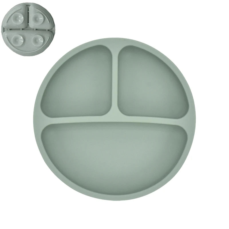 Set Repas Bébé en Silicone : Assiette Ventouse et Cuillère d'Apprentissage