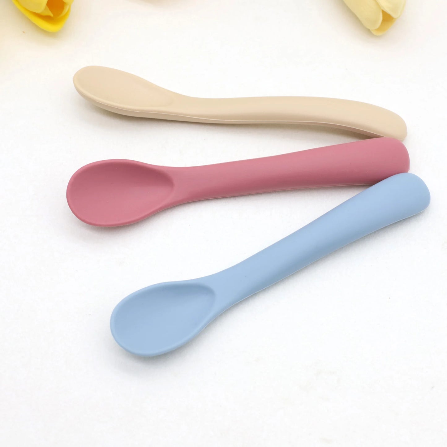 Lot de 3 Petites Cuillères en Silicone Souple pour Premier Repas Bébé