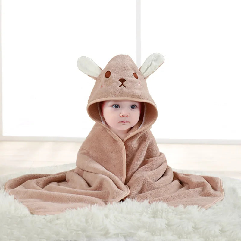 Cape de Bain à Capuche en Polaire pour Bébé | Serviette Enveloppante Douce et Absorbante