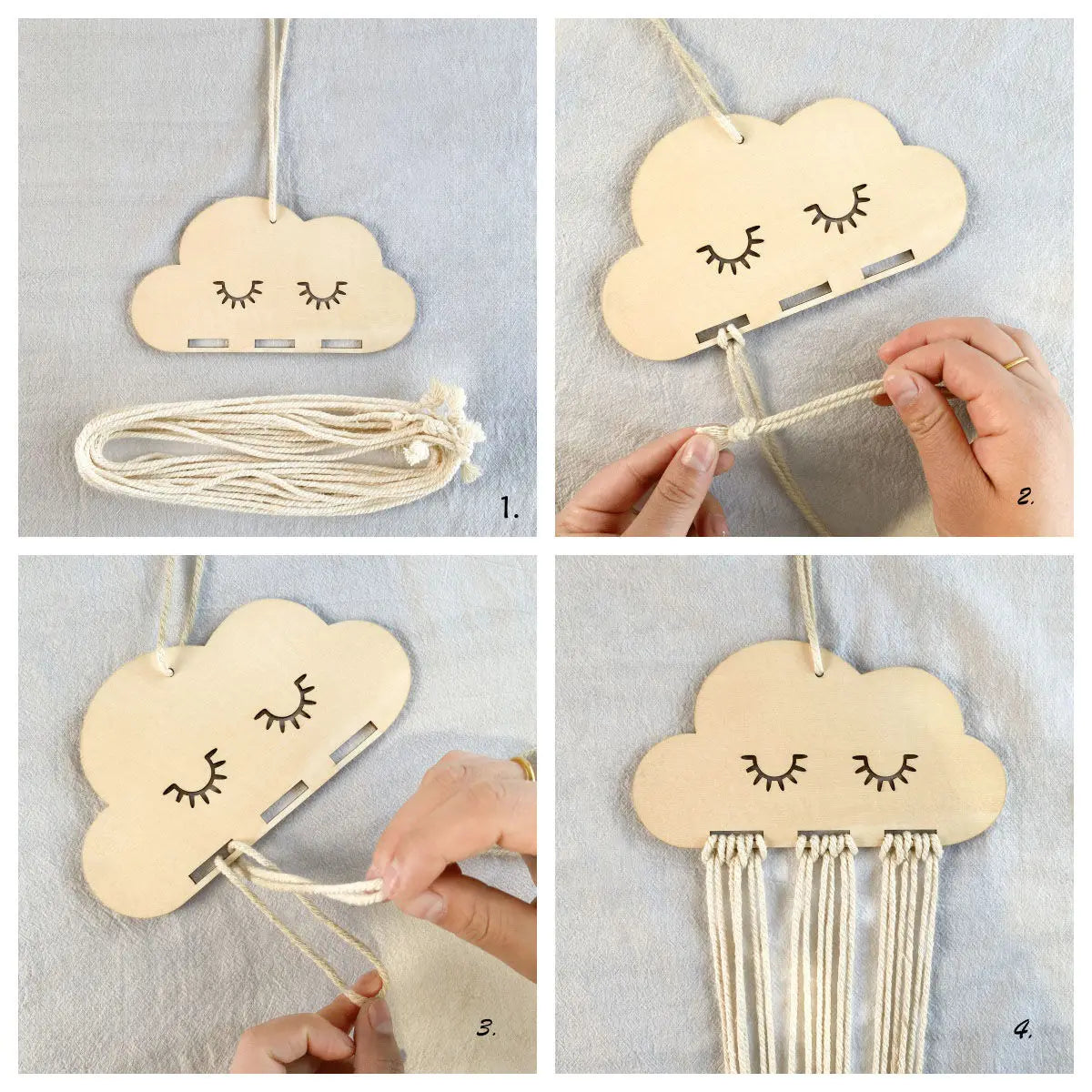 Organisateur de Pinces à Cheveux Nuage en Bois | Rangement Mural Poétique