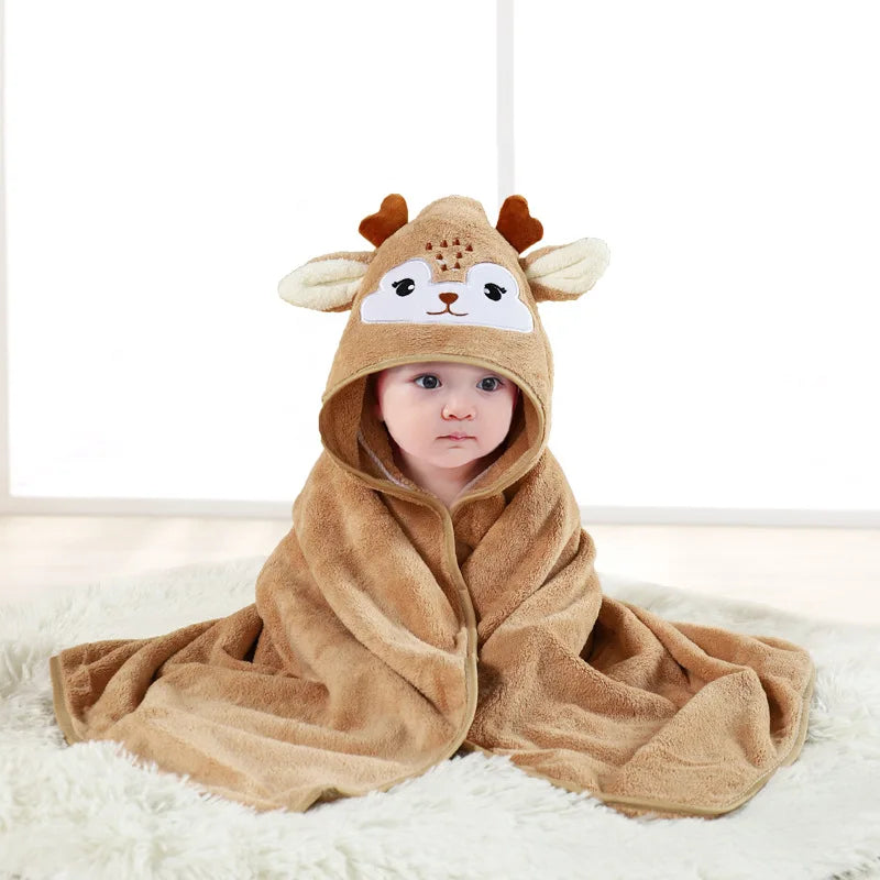 Cape de Bain à Capuche en Polaire pour Bébé | Serviette Enveloppante Douce et Absorbante