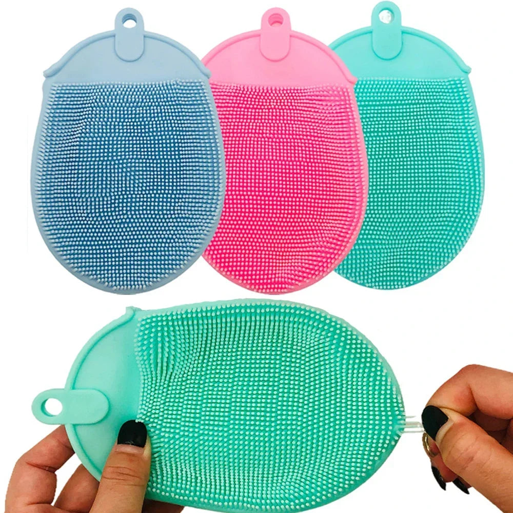 Brosse de Bain en Silicone avec Crochet | Gant Exfoliant Doux pour la Douche