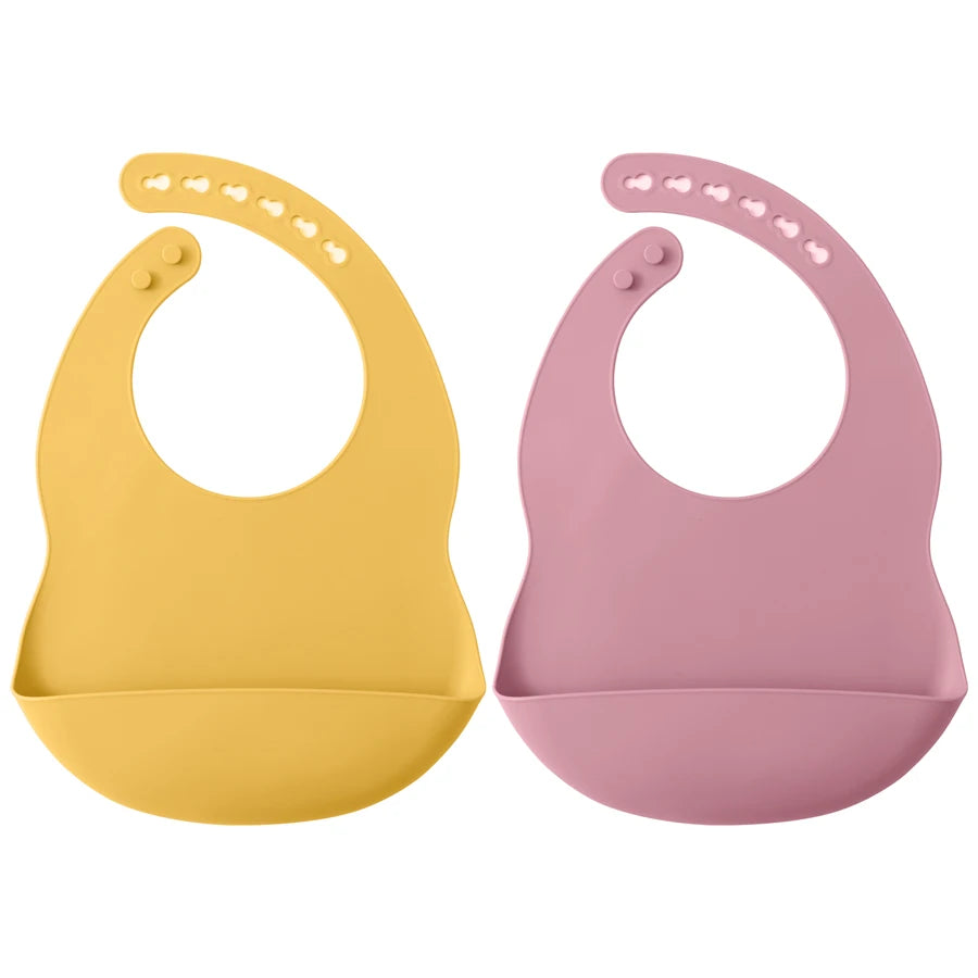 Lot de 2 Bavoirs Silicone Imperméables pour Bébé | Propreté & Style
