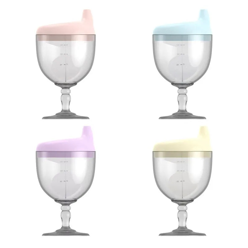 Tasse d'Apprentissage Bébé 150 ml | Gobelet Rigolo en Forme de Verre à Pied