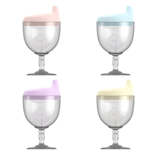 Tasse d'Apprentissage Bébé 150 ml | Gobelet Rigolo en Forme de Verre à Pied