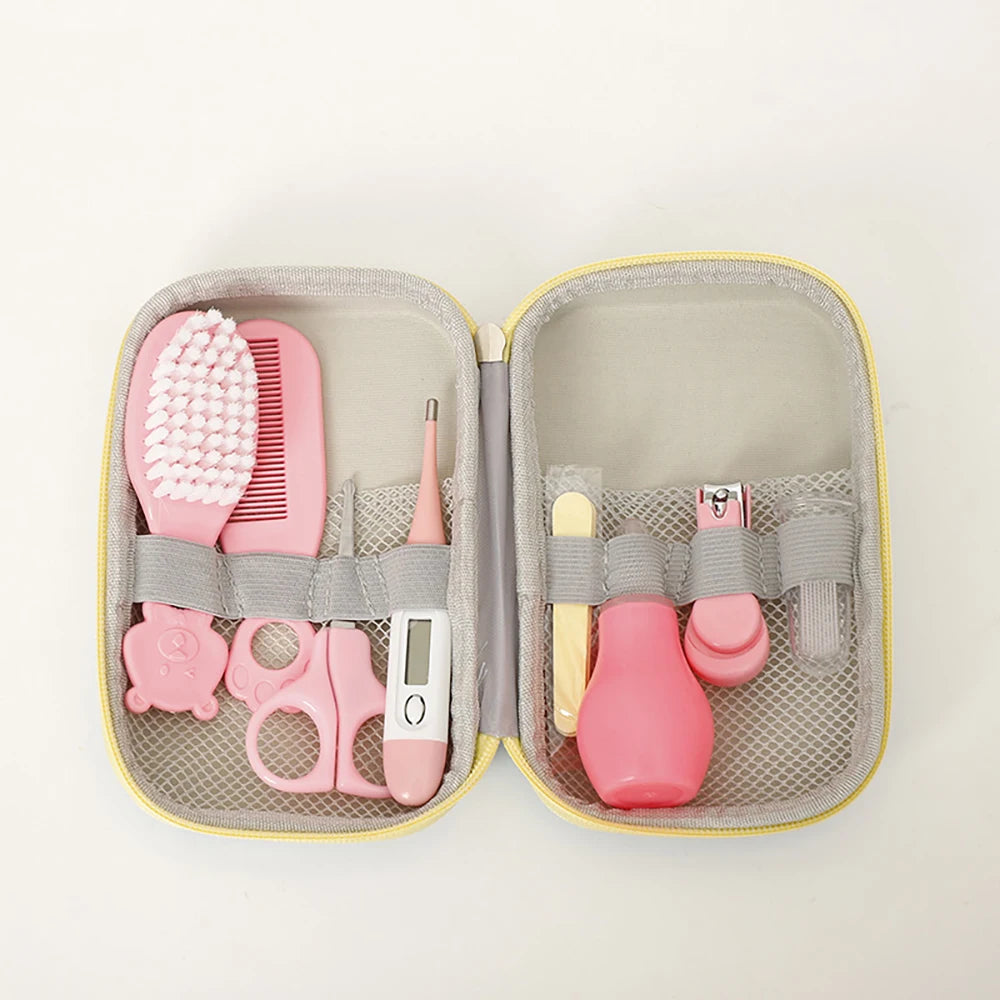 Kit de Toilette Bébé 8 Pièces | Trousse de Soin et d'Hygiène Portable avec Étui EVA