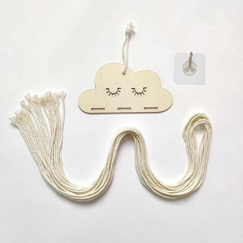 Organisateur de Pinces à Cheveux Nuage en Bois | Rangement Mural Poétique
