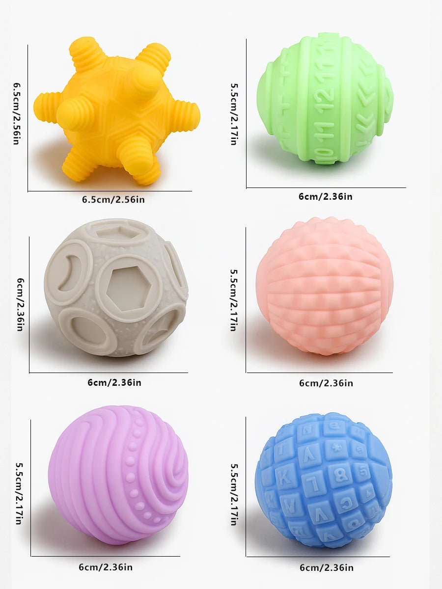 Coffret de 6 Balles Sensorielles | Éveil Tactile & Motricité Bébé